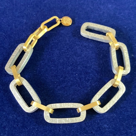 Rustic Cuff Jewelry - Rustic Cuff 2 toned brushed finish paper clip style link bracelet